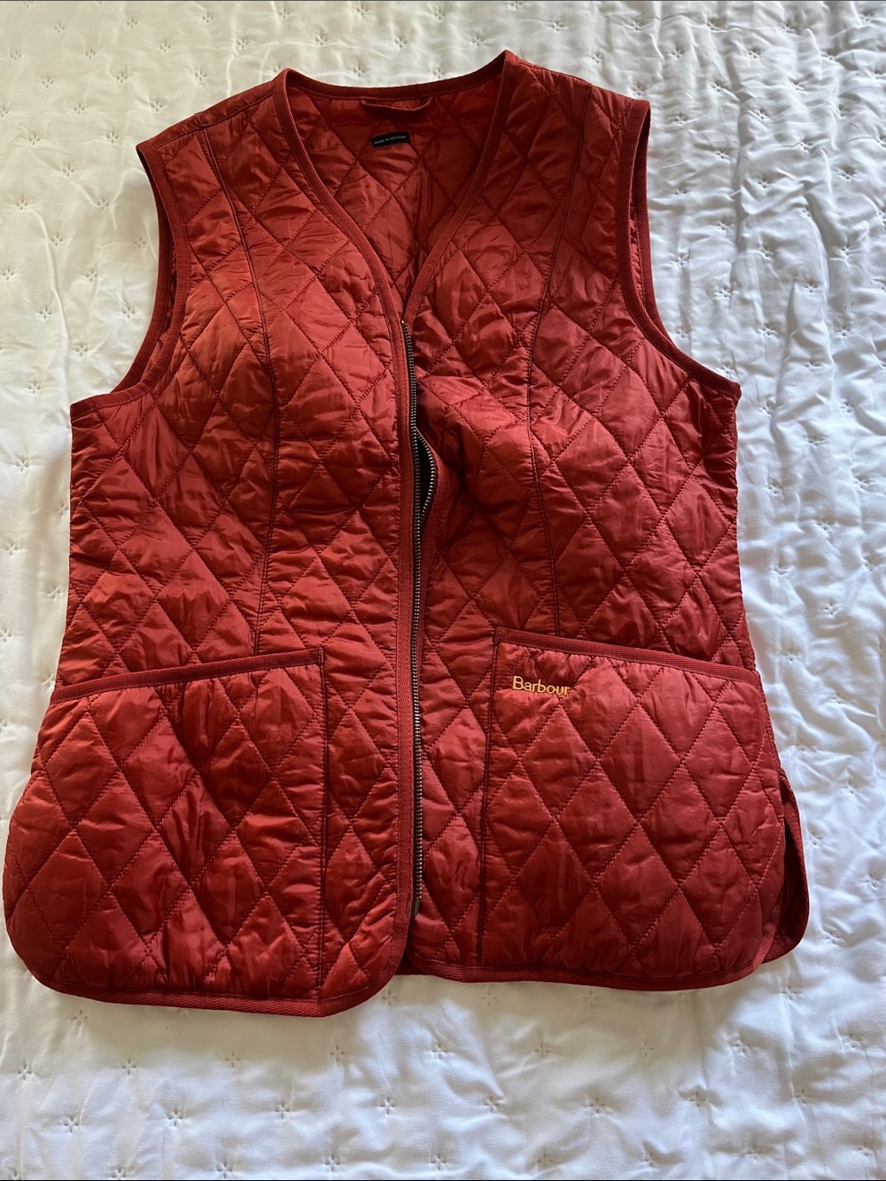 Barbour Quilted Vest in Brick Red
